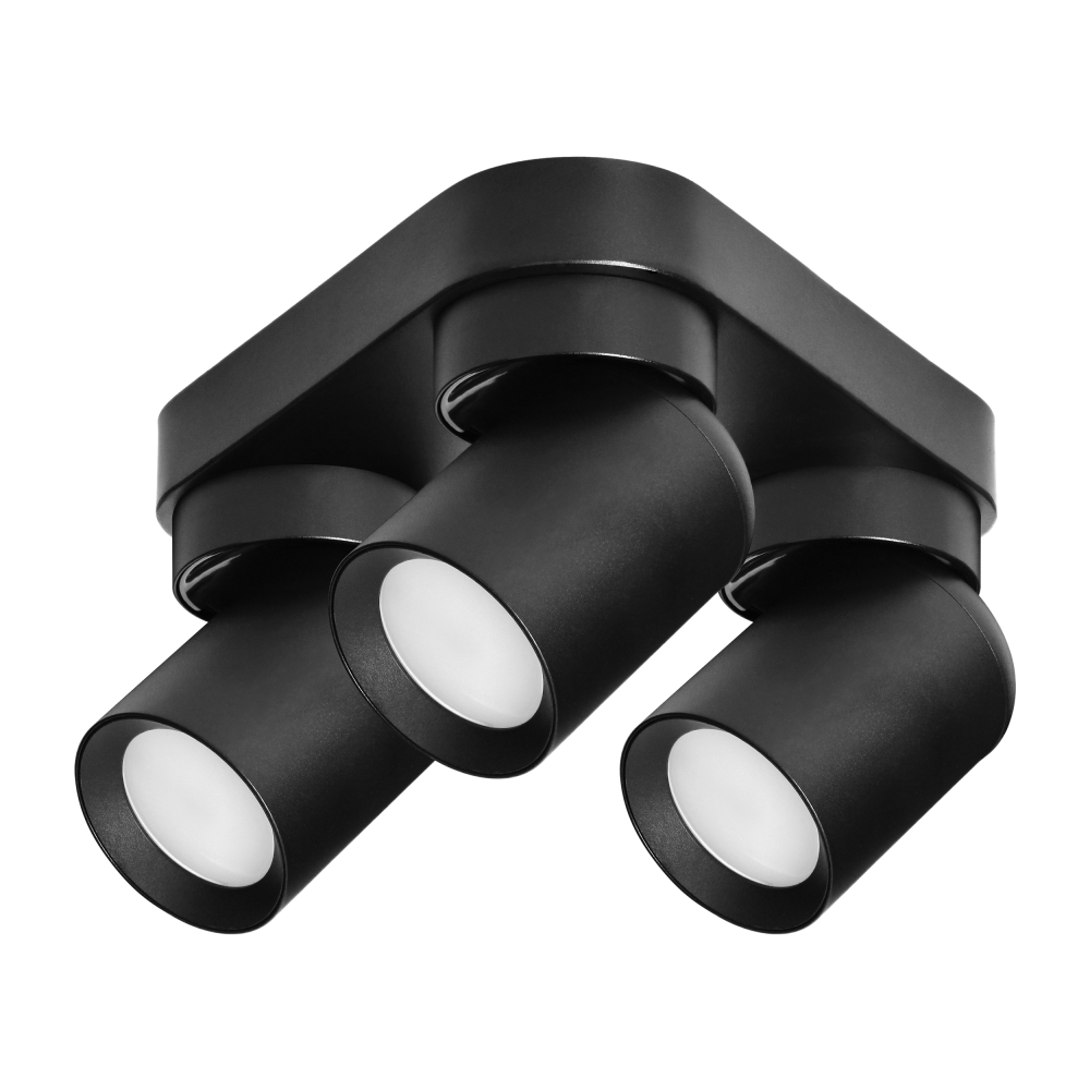 MALTA SP 3, wall and ceiling light, GU10 max. 3x12W, IP20, black, triangular base